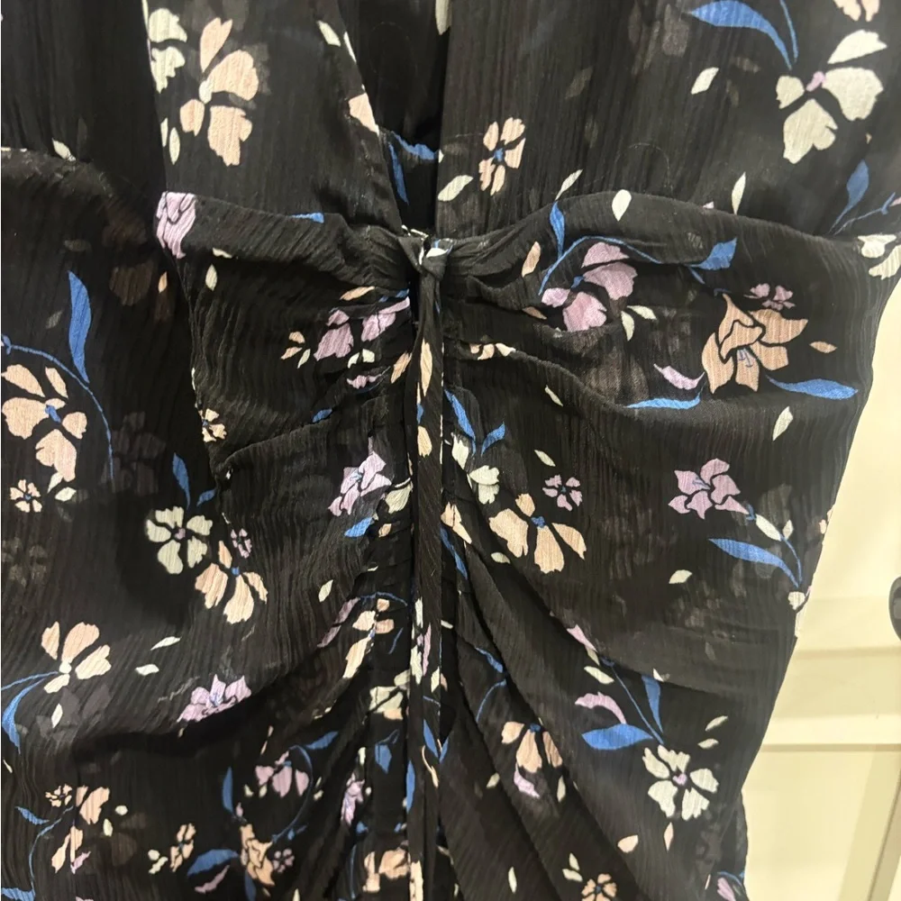 NWT Veronica Beard Black and Purple Floral Midi Dress - Picture 5 of 6